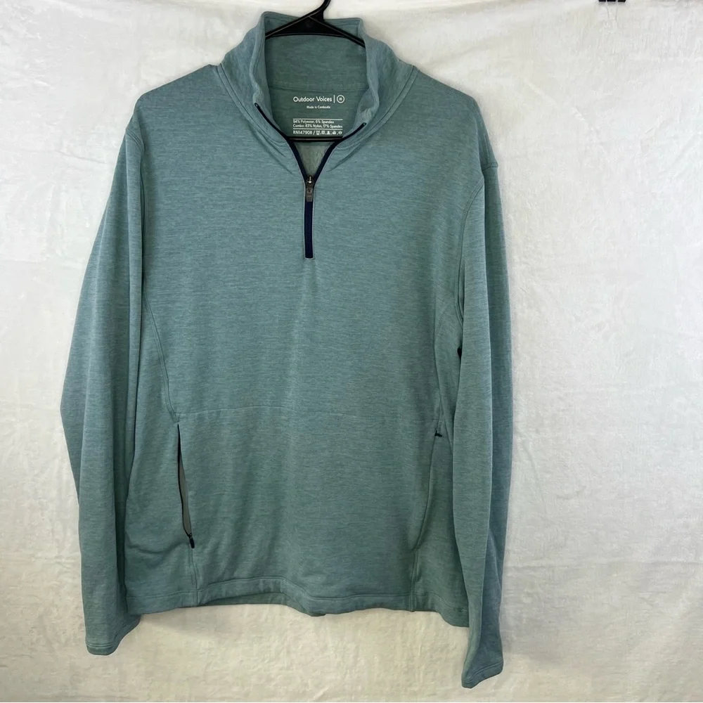 Men or Women Unisex Outdoor‎ Voices Pullover Baby Blue Zip with Pockets Soft Med